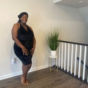 ASOPH Black Velvet Spaghetti Strap Dress